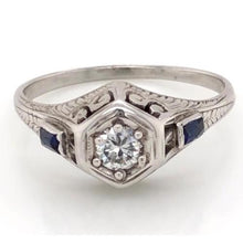 Antique Style Diamond Ring 1.50 Carats Ceylon Blue Sapphire