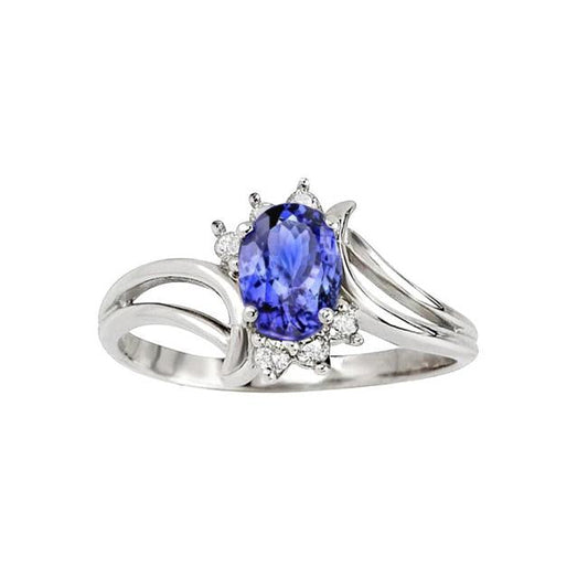 Antique Style Oval Tanzanite Diamonds 2.05 Carats Ring White Gold