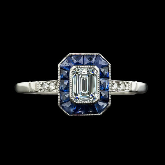 natural emerald diamond 2ct ring front view