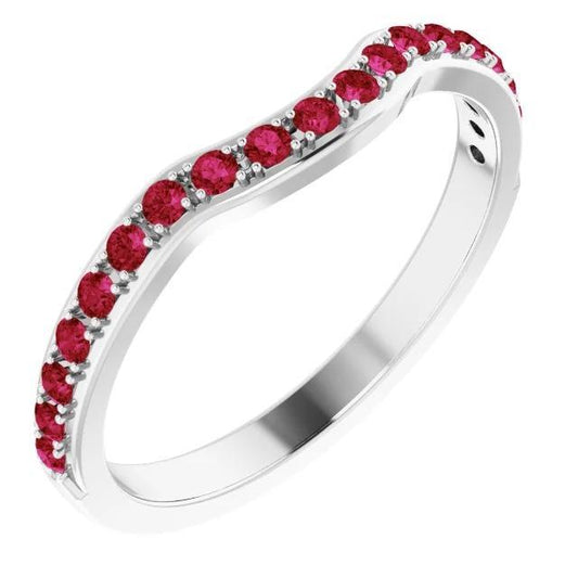 natural round ruby 1.90ct band front view