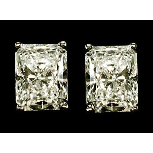Big 5 Carat Radiant Cut Diamond Stud Earrings New