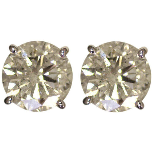 Big 6 Carat Diamonds Stud Earrings White Gold New