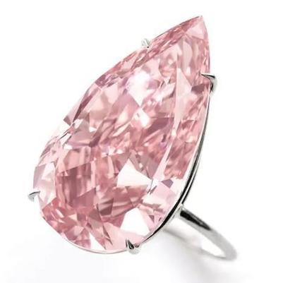 Big Pear Cut Solitaire 3 Ct Pink Sapphire Gemstone Ring Gold White 14K