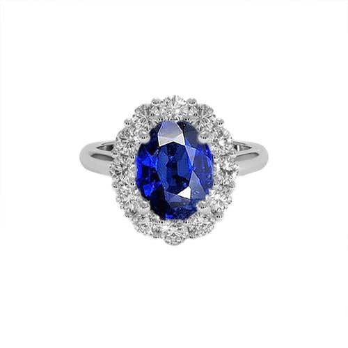 Blue Sapphire Diamond Engagement Ring Oval Ceylon Gemstone 9.25 Carats