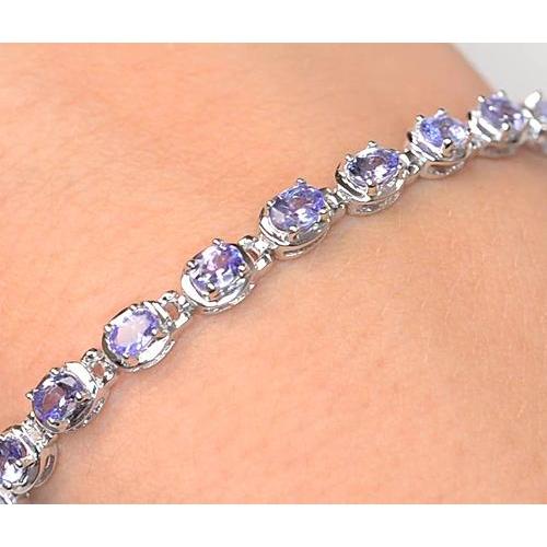 Blue Sapphire Diamond Tennis Bracelet Prong Set 18 Carats Jewelry