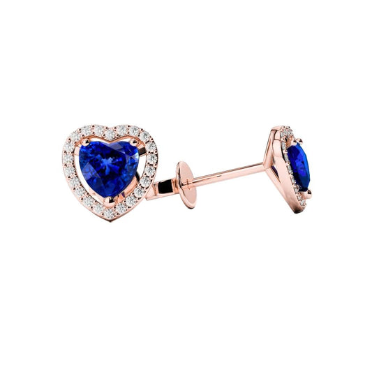 natural round sapphire 3.50ct earring front view