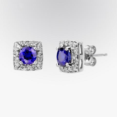 natural round sapphire 3.40ct earring front view