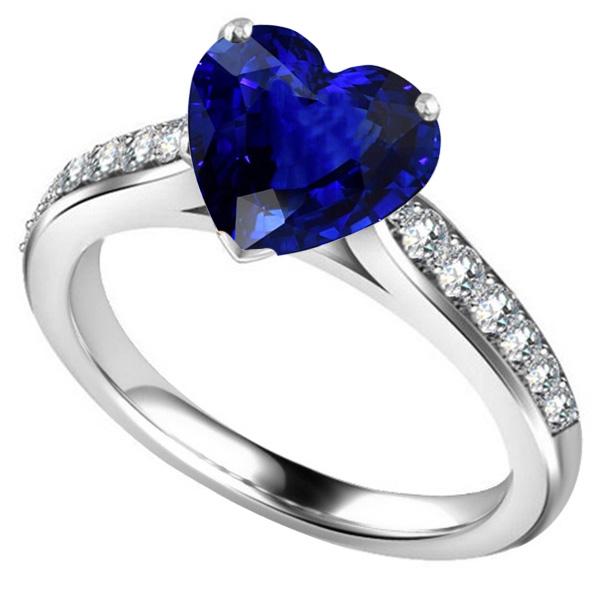 Ceylon Sapphire Diamond Ring 4 Carats Tapered Shank Gemstone Jewelry