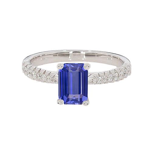 Ceylon Sapphire Solitaire Ring And Round Diamonds 3.75 Carats