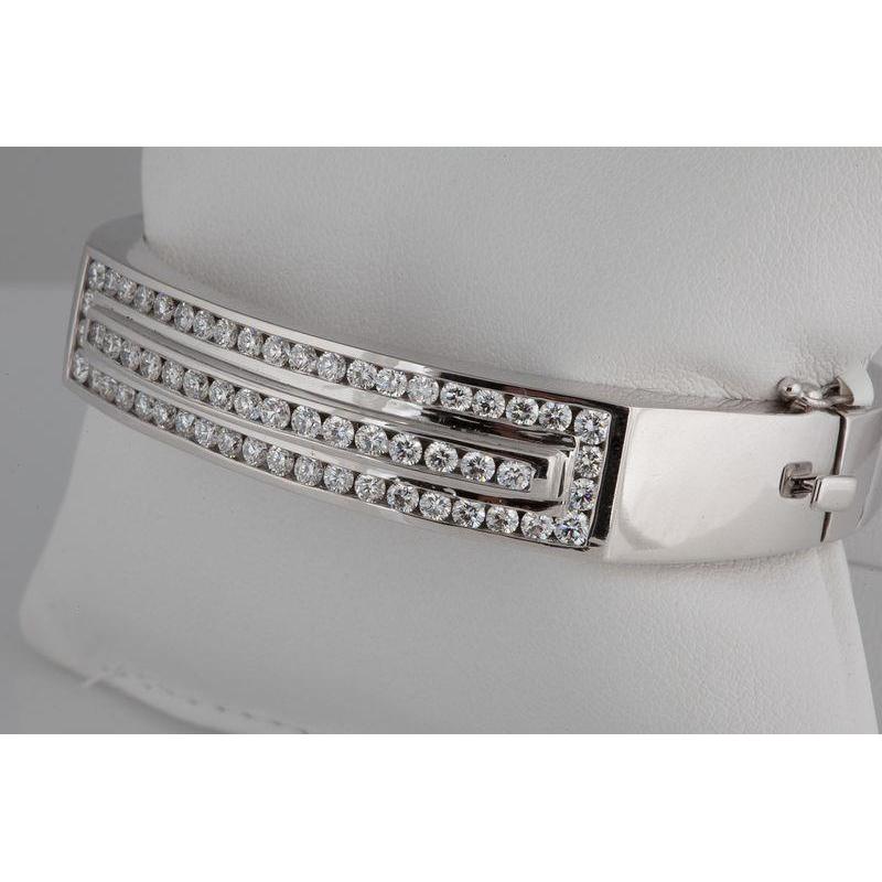 Channel Set Round Diamond Bangle 10 Carats Gold Jewelry