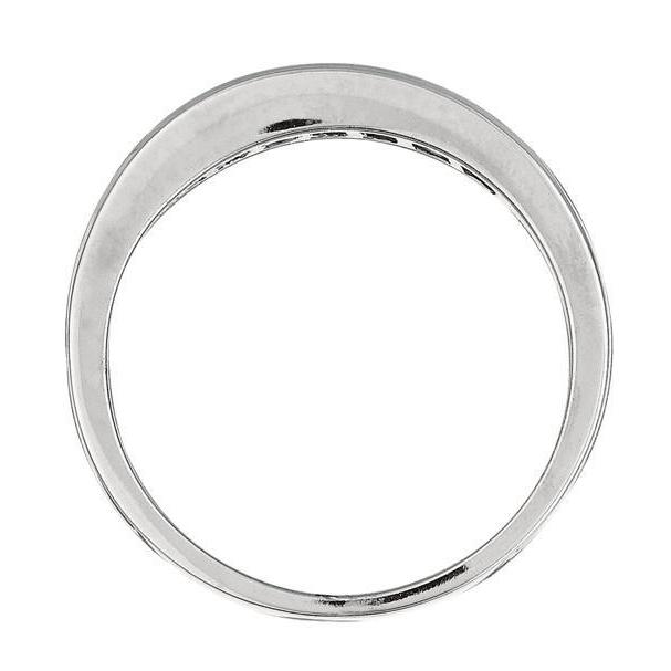 Channel Setting 0.90 Ct. Sapphire & Princess Cut Diamond Ring WG 14K