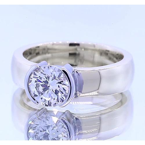 Classic Style 1 Carat Round Diamond Half Bezel Men's Ring