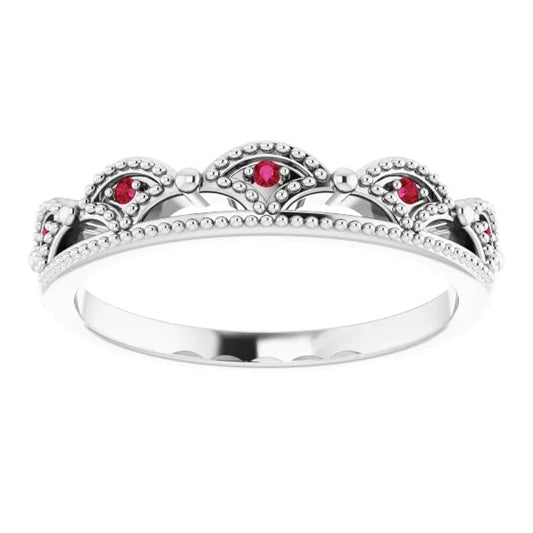 Comfort Fit Ruby Ring Crown Like 1 Carat White Gold 14K