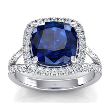 Cushion Tanzanite Halo Diamond Engagement Ring