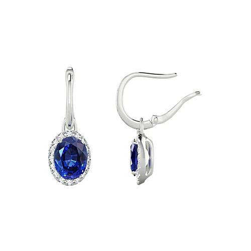 natural round sapphire 5ct earring front view