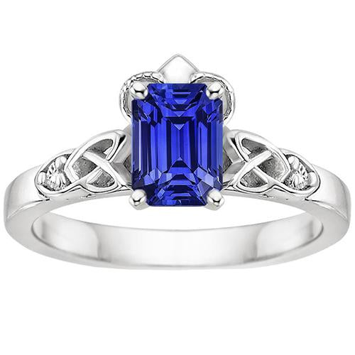 Diamond 3 Stone Ring Emerald Blue Sapphire Vintage Style 3.25 Carats