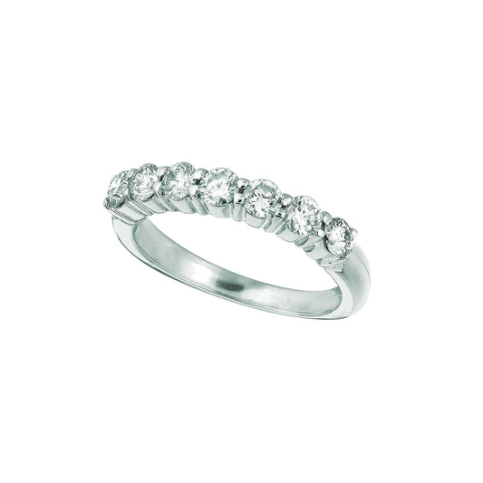 Diamond 7 Stone Half Eternity Band 1.05 Carats 14K White Gold