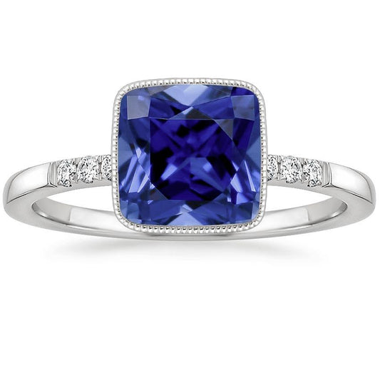 Diamond And Blue Sapphire Vintage Style Ring 6 Carats Gemstone