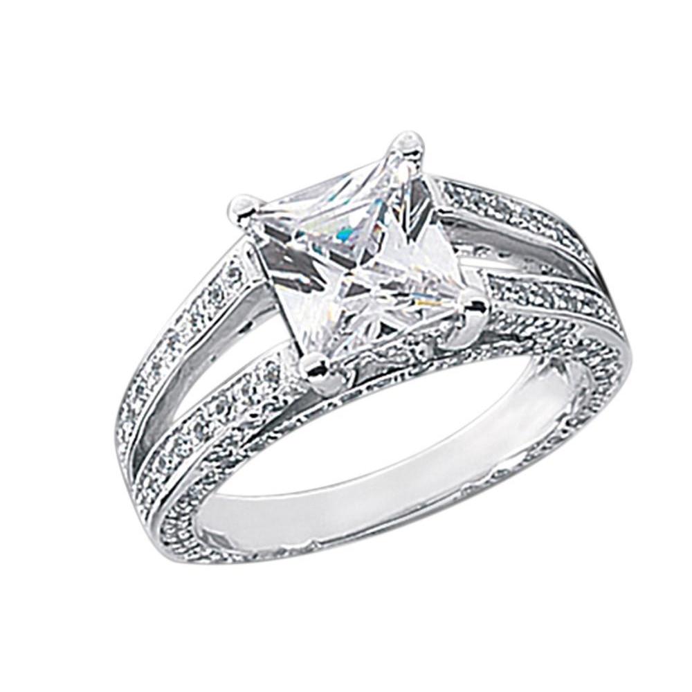 Diamond Anniversary Fancy Ring 3.51 Carat Princess Diamond Gold White