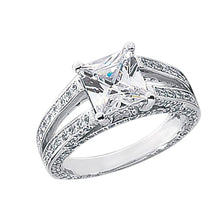 Diamond Anniversary Fancy Ring 3.51 Carat Princess Diamond Gold White