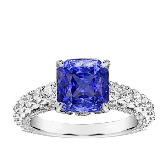 Diamond Anniversary Ring 4 Carats Vintage Style Sapphire Radiant Cut