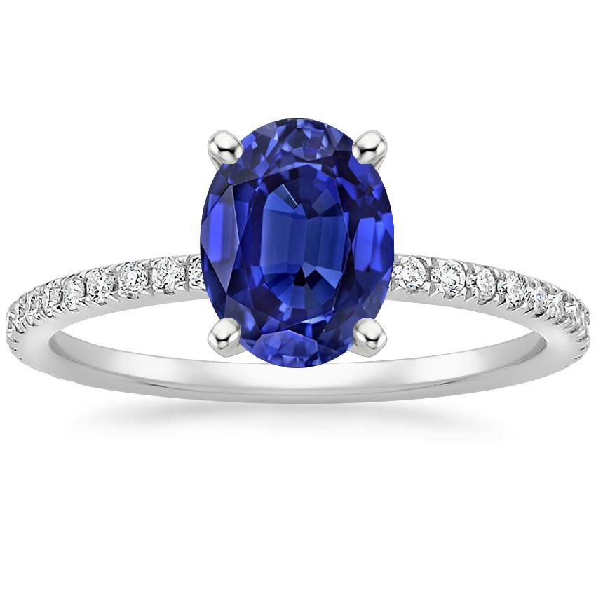 Diamond Anniversary Ring Oval Blue Sapphire With Accents 5 Carats