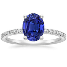 Diamond Anniversary Ring Oval Blue Sapphire With Accents 5 Carats