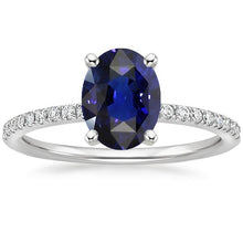Diamond Engagement Ring With Accents Oval Blue Sapphire 3 Carats