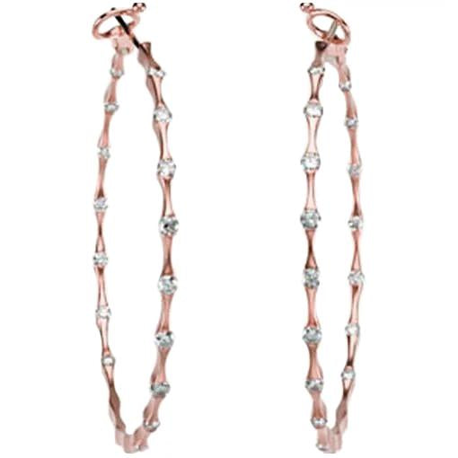 Diamond Inside/Outside Hoop Earrings 14K Rose Gold