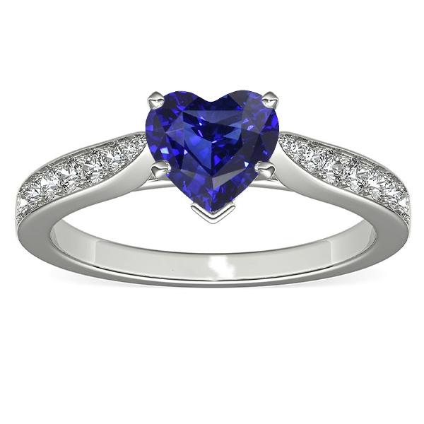 Diamond Jewelry Heart Ceylon Sapphire Ring 2.50 Carats Accented