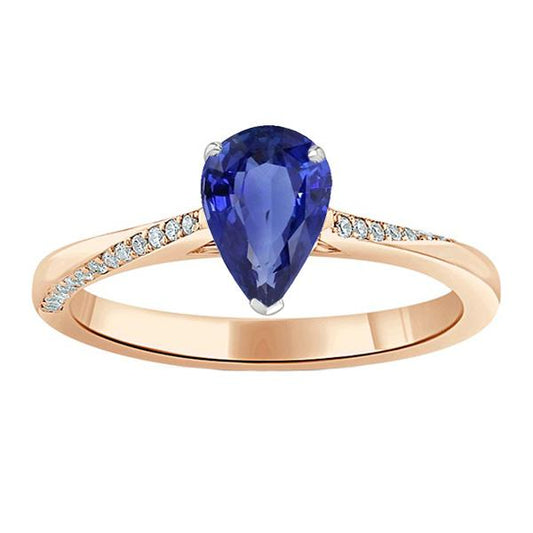 Diamond Jewelry Ring Pear Shaped Ceylon Sapphire 2.50 Carats