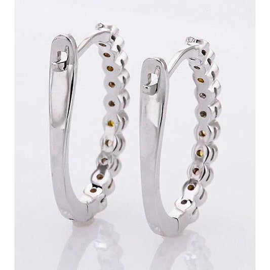 Diamond Round Hoop Earrings 2 Carats Sapphires White Gold 14K