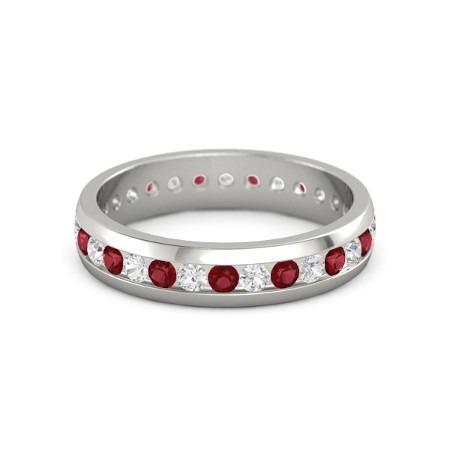 Diamond Round Ruby Eternity Band 2.50 Carats White Gold 14K