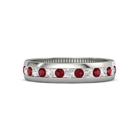 Diamond Round Ruby Eternity Band 2.50 Carats White Gold 14K