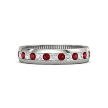 Diamond Round Ruby Eternity Band 2.50 Carats White Gold 14K