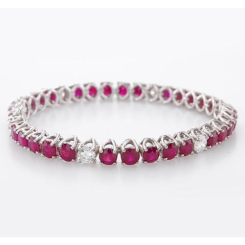 Diamond Ruby Tennis Bracelet 44.75 Carats Prong Set Women Jewelry