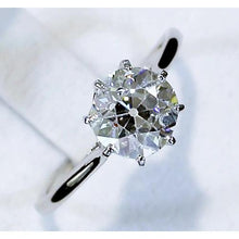 Diamond Solitaire Ring Old Mine Cut 2 Carats Classic White Gold 14K