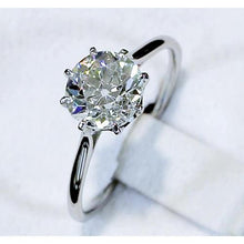 Diamond Solitaire Ring Old Mine Cut 2 Carats Classic White Gold 14K