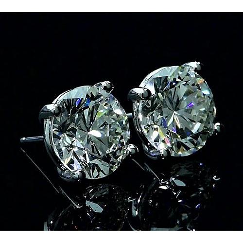 Diamond Stud Earrings 6 Carats White Gold 14K