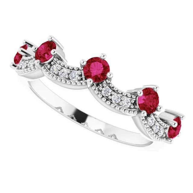 Diamond Wedding Band 1.74 Carats Burma Ruby Women Jewelry