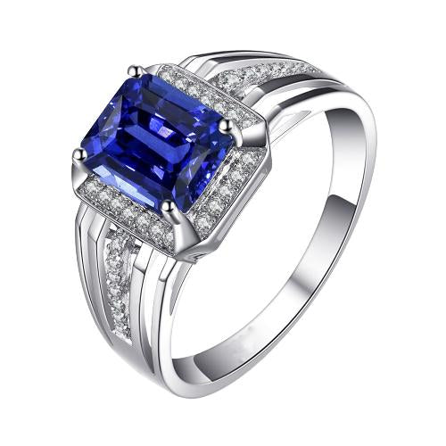 Diamond Wedding Emerald Ceylon Sapphire Ring 3 Carats Split Shank Gold