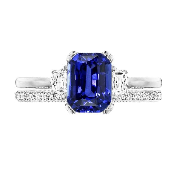Diamond Wedding Ring Set Emerald Sapphire Prong 3 Stone 4 Carats