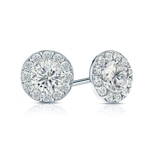 natural round diamond 3.60ct earring front view
