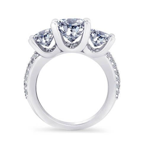 Diamonds Pave Engagement Ring 4.11 Carats White Gold 14K New