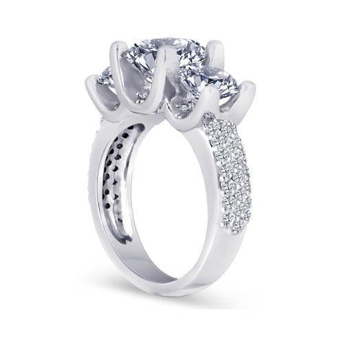 Diamonds Pave Engagement Ring 4.11 Carats White Gold 14K New