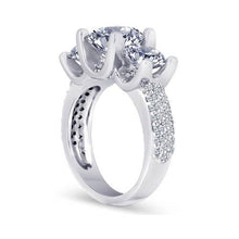 Diamonds Pave Engagement Ring 4.11 Carats White Gold 14K New