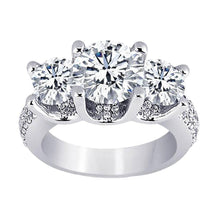 Diamonds Pave Engagement Ring 4.11 Carats White Gold 14K New