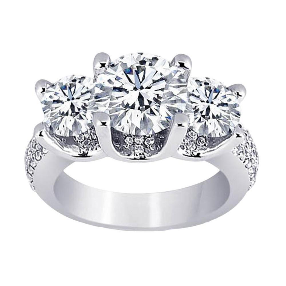 Diamonds Pave Engagement Ring 4.11 Carats White Gold 14K New