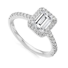 Emerald And Round Cut Halo Diamond Engagement Ring 4.75 Carats