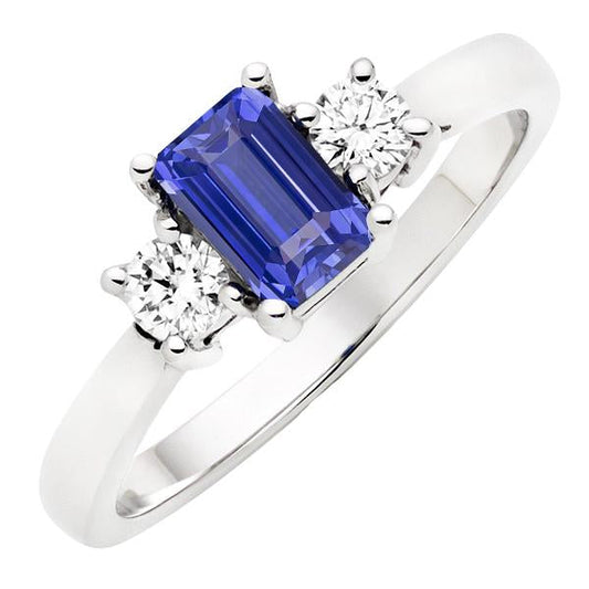 Emerald Gemstone Sapphire Ring Diamond 3 Stone Round Cut 3 Carats Gold